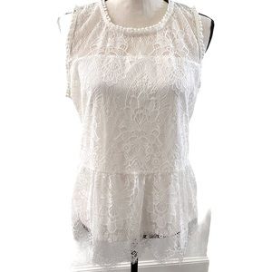 PAPER + TEE Lace Boho Top Size L